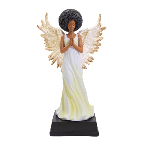 African American Expressions Golden Angel Figurine – Black Angel Home Décor Resin Statue, Thoughtful Spiritual Collectible – Christian Gift for Mom - style: Golden Angel
