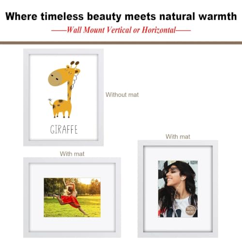 RPJC 8x10 Solid Wood Picture Frame Real Glass Cover White - color: White, size: 8x10 mat 5x7