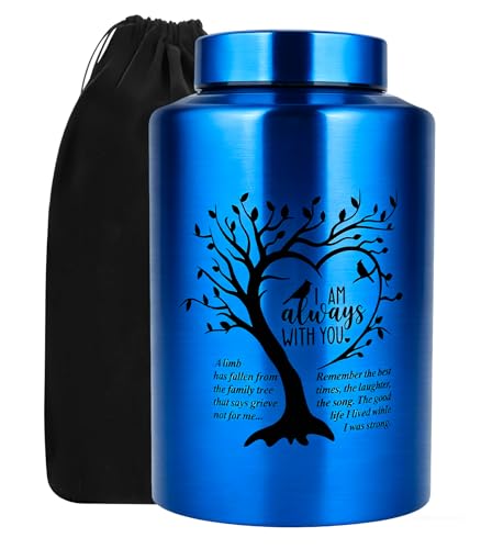 Cremation Urns for Human Ashes Adult - Woman Men Large up to 220 lbs, Stainless Steel Cremation Urns Urn for Ashes Male Female - Blue