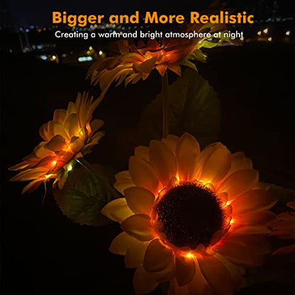 Solar Sunflower Lights Flowers Outdoor Waterproof for Yard Garden Cemetery