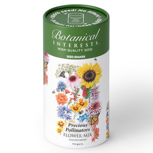Botanical Interests Precious Pollinators Flower Mix Seed Shaker – Covers 800 sq ft, 14 Native Flowers & Herbs, Supports Pollinators, Annuals & Perennials, Eco-Friendly Recyclable Container