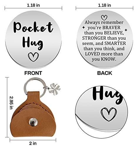 Advivio Pocket Hug Stainless Steel Memorial Token Double Sided Engraved Keychain Long Distance Relationship Keepsake Gift - color: Always Remember
