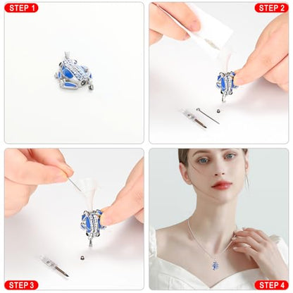 Cremation Jewelry Frog Shape Urn Necklace Ashes Keepsake Holder Memorial Urn Necklace Sweater Necklace - color: Blue