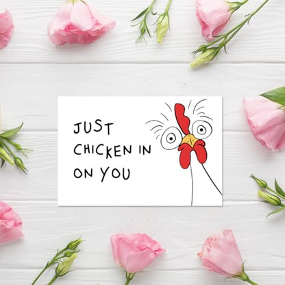 Funny Thinking of You Card, Humorous Chicken Encouragement Cards, Funny Get Well Get Better Cards, Humor Miss You Gift for Friend, Chicken in on You! - color: #2