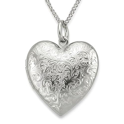 LIFETIME JEWELRY Antique Heart Locket Necklace for Women & Girls That Holds Pictures – 10X Thicker Real 24K Gold Plated Charm – Made in USA with Lifetime Replacement - style: Big White Gold Locket with Chain