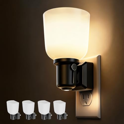 L LOHAS LED Night Lights Plug into Wall,4 Pack Dimmable Plug in Night Light | 0-100LM Adjustable Brightness,Dusk to Dawn Sensor, 3000K Soft White, Boho Farmhouse Night Lights for Bedroom Bathroom - color: Soft White, size: 4-Pack