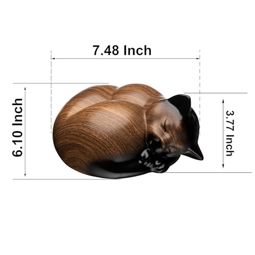 Pet Urns,Sleeping Resin Cremation Cat Urn, Cat Urns for Ashes, Small Animal Urn （Black Walnut） - color: Black Walnut