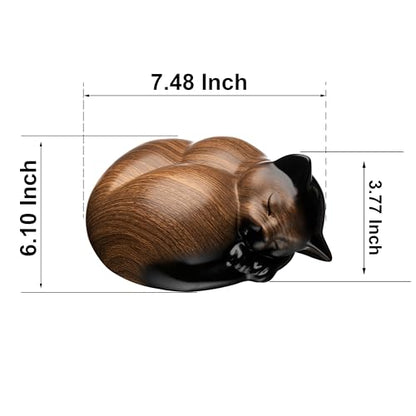 Pet Urns,Sleeping Resin Cremation Cat Urn, Cat Urns for Ashes, Small Animal Urn （Black Walnut） - color: Black Walnut