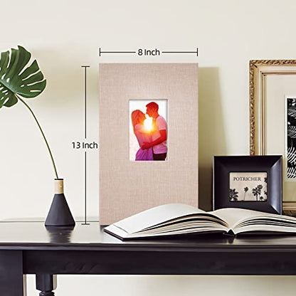 potricher Linen Photo Album for 4x6 Inch Photos, 300 Pockets | Linen Cover, Small Capacity 4x6 Picture Albums with Horizontal Pockets, 4x6 Photo Book for Family, Wedding, Baby, Anniversary - color: Beige