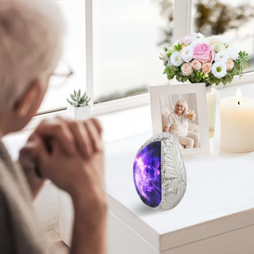 M MEILINXU Purple Small Urns for Human Ashes, Galaxy Teardrop Keepsake Urn - color: Purple & Blue, size: Small / Keepsake