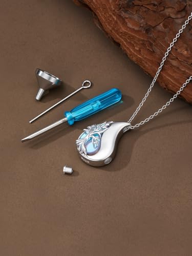 Urn Necklace for Women Sterling Silver Meaningful Memorial Jewelry | Paw Print/Butterfly/Dragonfly/Bird/Dolphin/Mountain/Tree of Life Urn Necklace for Ashes Cremation Keepsake Jewelry for Women - style: Tree of life