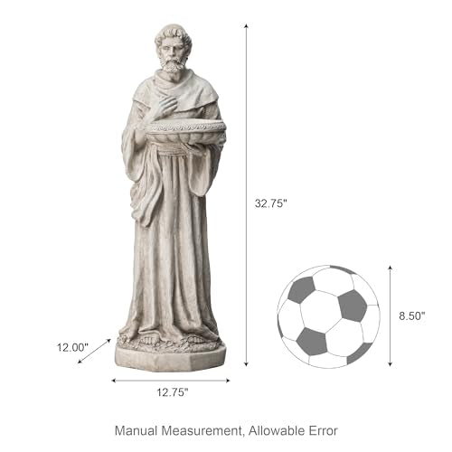 Glitzhome St. Francis Garden Statue with Birdfeeder MGO Outdoor Decoration, 32.75" H, Concrete Gray - style: St. Francis with Birdfeeder