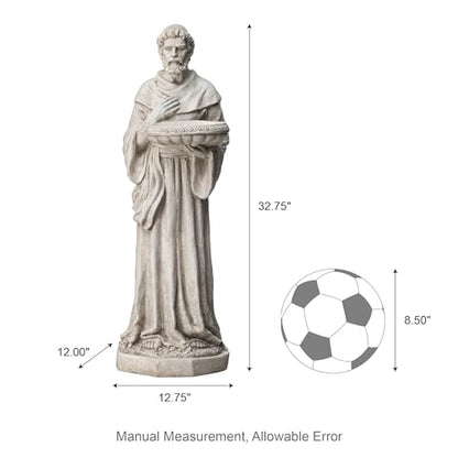 Glitzhome St. Francis Garden Statue with Birdfeeder MGO Outdoor Decoration, 32.75" H, Concrete Gray - style: St. Francis with Birdfeeder