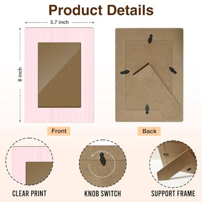 Pink Picture Frame, Birthday Gifts for Women Girl Mom Friends, Modern Style Wooden Picture Frame Fits 4x6 Inch Photo, Home Office Desktop Nightstand Display -035 - color: Pink Wood