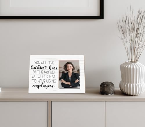 Boss Gifts Picture Frame,leader Gift for Women Men,You Are The Luckiest Boss Photo Frame,4 x 6 Inch Photo - color: Boss