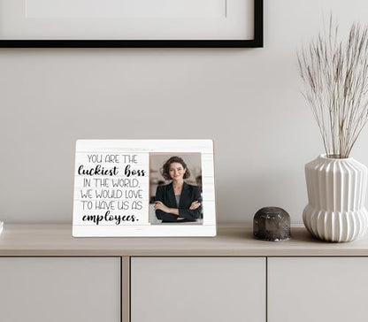 Boss Gifts Picture Frame,leader Gift for Women Men,You Are The Luckiest Boss Photo Frame,4 x 6 Inch Photo - color: Boss