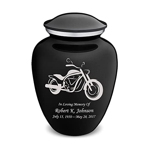 Adult Personalized Motorcycle Cremation Urns for Human Ashes I Large Black Funeral Urn for Men and Women I 200 lbs - color: Black