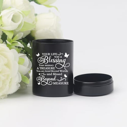 Generic 3 Inch Small Aluminum Mini Cremation Urn Memorial Ashes Urn - Black, Letter Print - Decorative Urns