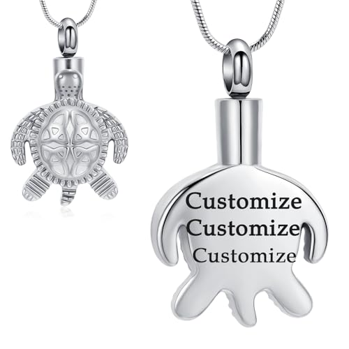 Sea Turtle Urn Necklace for Ashes Celtic Knot Cremation Jewelry for Women Men Stainless Steel Memorial Necklaces Ash Holder for Human Pets Keepsake Jewelry for Loved Ones with Fill Tool - color: Customize