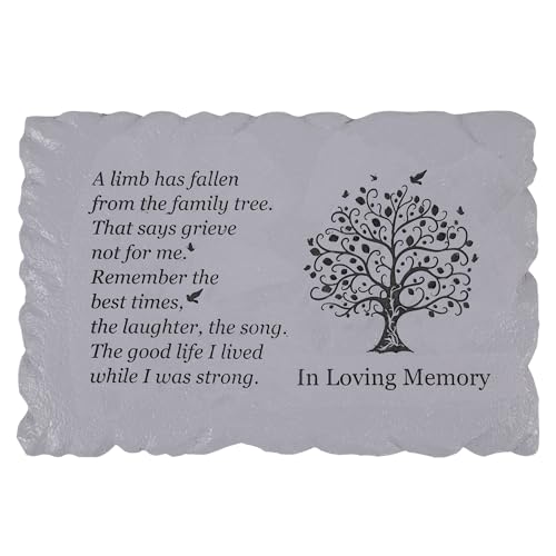 11.8 inches Long Tree of Life Song Polyresin Memorial Garden Stone, Memorial Stones for Loved Ones Outside, Memorial plaques, Sympathy Gifts for Loss of Loved one, Memorial Gifts (Grey Tree) - color: Grey Tree