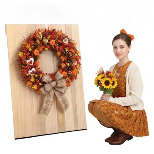 40 x 30'' Wood Wreath Easel Stand Holder Board for Making Wreaths Crafting | Fall Thanksgiving Wedding Wood Wreath Holder Tabletop Display Making Easel Assistant Tool, No Garland(Natural Wood) - color: Natural Wood, size: 40 x 30 Inch, style: Classic