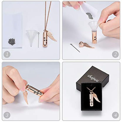 shajwo Cremation Jewelry Paw Print Urn Necklaces for Human Pet Ashes Cylinder Urn Pendant Keepsake Memorial Ash Locket Holder Necklace for Men Women - color: Rose Gold