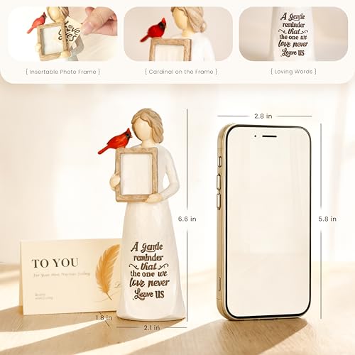 Cardinal Angel Figurine Gift for Woman, Resin Angel with Replaceable Photo Frame, Tabletop Memorial Decor - style: Memory Messenger