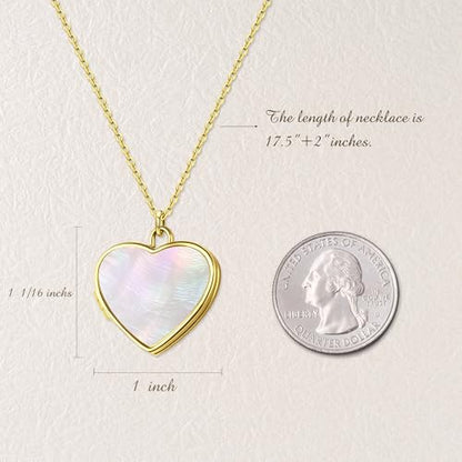 Anavia Personalized Photo Locket Necklace, Mother of Pearl Shell Handmade Custom Engraved Gold Plated Stainless Steel Pendant Necklace Jewelry Gift for Her Women Mother - color: Silver, size: Heart