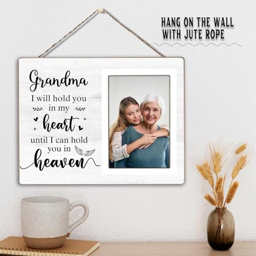 Memorial Photo Frame, Sympathy Gifts for Loss of Grandma, in My Heart, in Loving Memory Wooden Picture Frame, Bereavement Remembrance Funeral Passed AWay Condolence Gifts(Grandma, 4 x 6 Photo) - color: Grandma