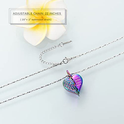 Imrsanl Heart Cremation Urn Necklace Pendant for Human Ashes - A Piece of My Heart Lives in Heaven Memorial Keepsakes Cremation Jewelry - color: Locket-Colorful
