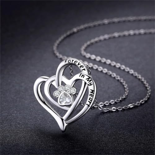 Cynlsum Dog Memorial Gifts Remembrance Necklace: Loss of Dog Sympathy Gift Heart Shape Pet Necklace for Women Pet Lovers Puppy Bereavement Gift Keepsake Passing Away Gifts - size: M