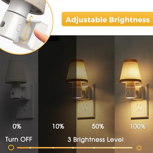 L LOHAS LED Night Lights Plug into Wall, Plug in Night Light Dimmable 100LM | Soft Warm Nightlight, Light Sensor, Rotatable Base, Linen Fabric Nightlights Plug in Wall, Bathroom Kitchen Farmhouse, 1 Pack - color: Beige-3000K