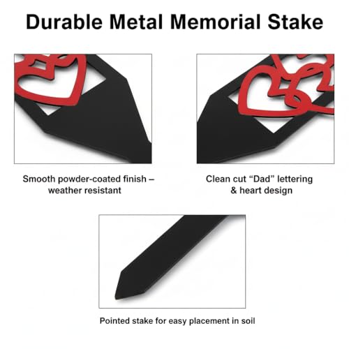 Heavy Duty Metal Cross Grave Marker - Cemetery Memorial Stake for Dad, 12 x 6 Inch Father's Remembrance Cross for Garden & Cemetery