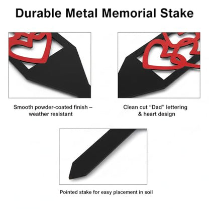 Heavy Duty Metal Cross Grave Marker - Cemetery Memorial Stake for Dad, 12 x 6 Inch Father's Remembrance Cross for Garden & Cemetery