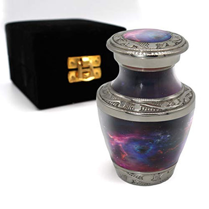 Cosmic Galaxy Nebula Keepsake Urns for Human Ashes with Velvet Gift Box for Cremation Keepsakes for Ashes - Small Cremation Urn and Small Keepsake Urn Set of 4 - color: Interstellar Nebula