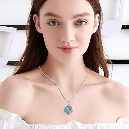 Aniu S925 Sterling Silver Urn Necklace Cremation Jewelry for Ashes - color: Abalone Shell Tree of Life-A