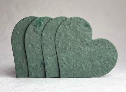 Of The Earth Handmade Paper - Wildflower Seed Paper Large Hearts - Recycled Flower Petals - Bulk Set of 100 (14s Green Lotka) - color: 14s Green Lotka