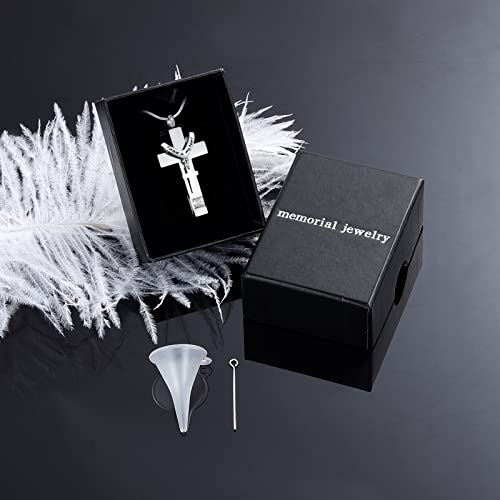 Forever in My Heart Birthstone Personalized Double Cross Urn Pendant Cremation Jewelry for Ashes Cross Ashes Keepsake - color: Silver-White