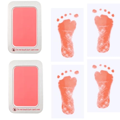 RIKWOG Baby & Pet Paw Print Kit, 2 Pink Inkless Print Pads + 4 Imprint Cards, Perfect Keepsake Gift for Newborns and Pets - color: Pink, size: 2 pack