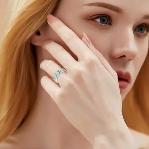 ONEFINITY Turquoise Rings S925 Sterling Silver Turquoise Ring Jewelry Gift For Women Men - size: 7, style: Daisy