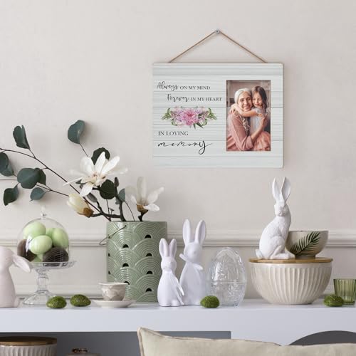 In Loving Memory Picture Frames, Memorial Picture Photo Frames, In Memory of Loved One Gifts, Sympathy Gift, Always on my Mind Forever in My Heart Wood Picture Frames for 4x6 Photos
