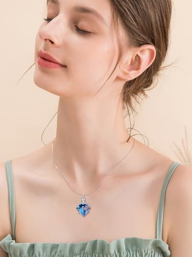 JKR Heart Urn Necklace for Ashes Crystal Keepsake Pendant Memorial Jewelry | Crystal Cremation Jewelry Loss Of Loved One Sympathy Gift for Mom Wife Grandma Daughter - style: Hummingbird-Blue Heart