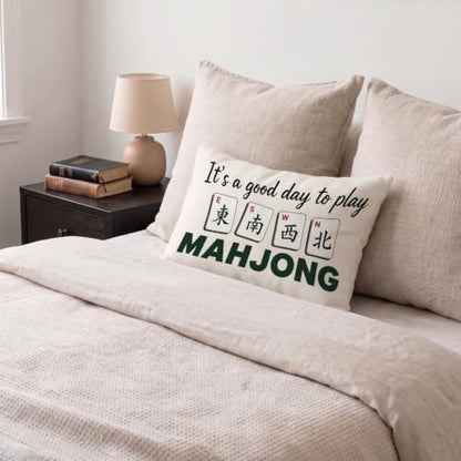 Mahjong Players Lovers Gifts Lumbar Pillow Cover Case 12x20 - color: Mahjong B