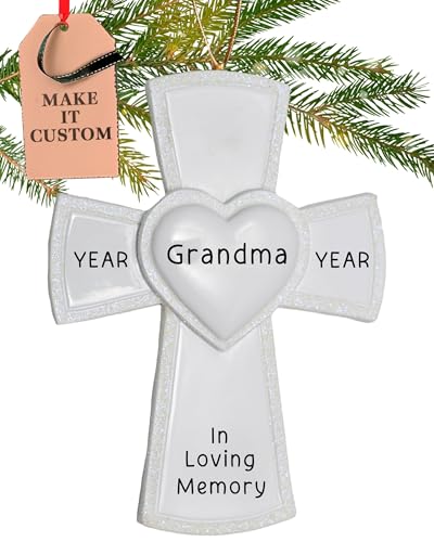 Personalized Memorial Ornament 2026 | 24h Customized, Laser Engraved Christmas in Heaven Ornaments for Tree | Custom White Cross Keepsake Gift for Loss of Loved One - color: White Cross Memorial