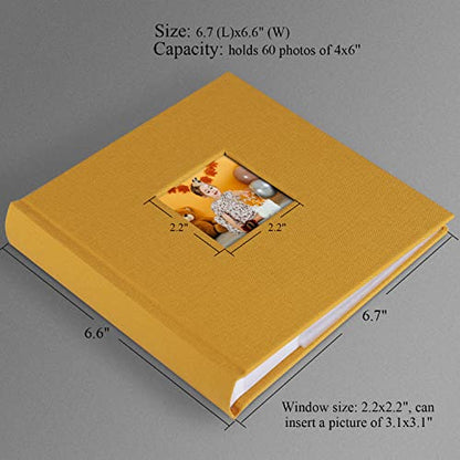 1DOT2 Small Photo Album 4x6, Hold 60 Photos with Memo, Indian Yellow - color: Indian Yellow, size: 4x6