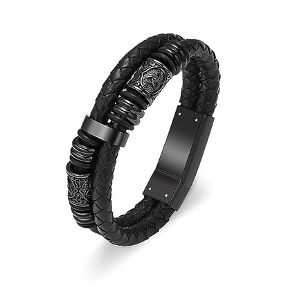 Hearbeingt Memorial Urn Bracelet for Ashes Leather Cremation Jewelry - color: Black 20cm