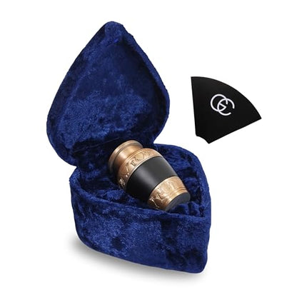 Gray Comet Small Keepsake Cremation Urns for Human Ashes with Velvet Heart Case and Funnel - Beautiful Peaceful Gold & Black Hand Engraved Mini Memorial Urn