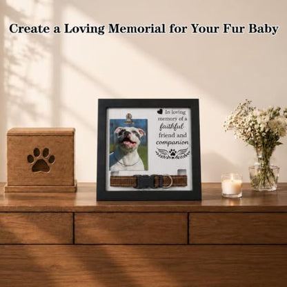 Dog Memorial Picture Frame with Collar Holder, Pet Memorial Gifts for Loss of Dog and Cat, Pet Loss Sympathy Remembrance and Bereavement Gift, Pet Memorial Frame Keepsake for Dogs Passing away