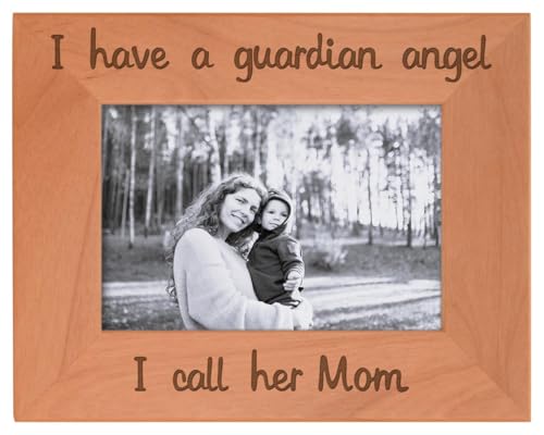 Bereavement Mom Have Guardian Angel Wood Frame - Landscape 4x6 | Sentimental Photo Frame, Laser Engraved, Holds 4x6 Photo, Bereavement Gifts Mom - size: 4x6 Photo - Landscape