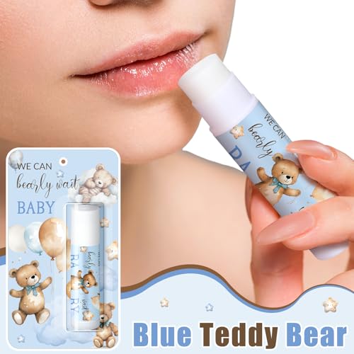 30 Pack Blue Bear Baby Shower Games Prizes Gifts Bulk Bear Lip Balms Favors for Winners Boys Girls Gender Reveal Favors Decorations Winter New Year Baby Shower Souvenirs Gift Bags Stuffer - style: Blue Bear